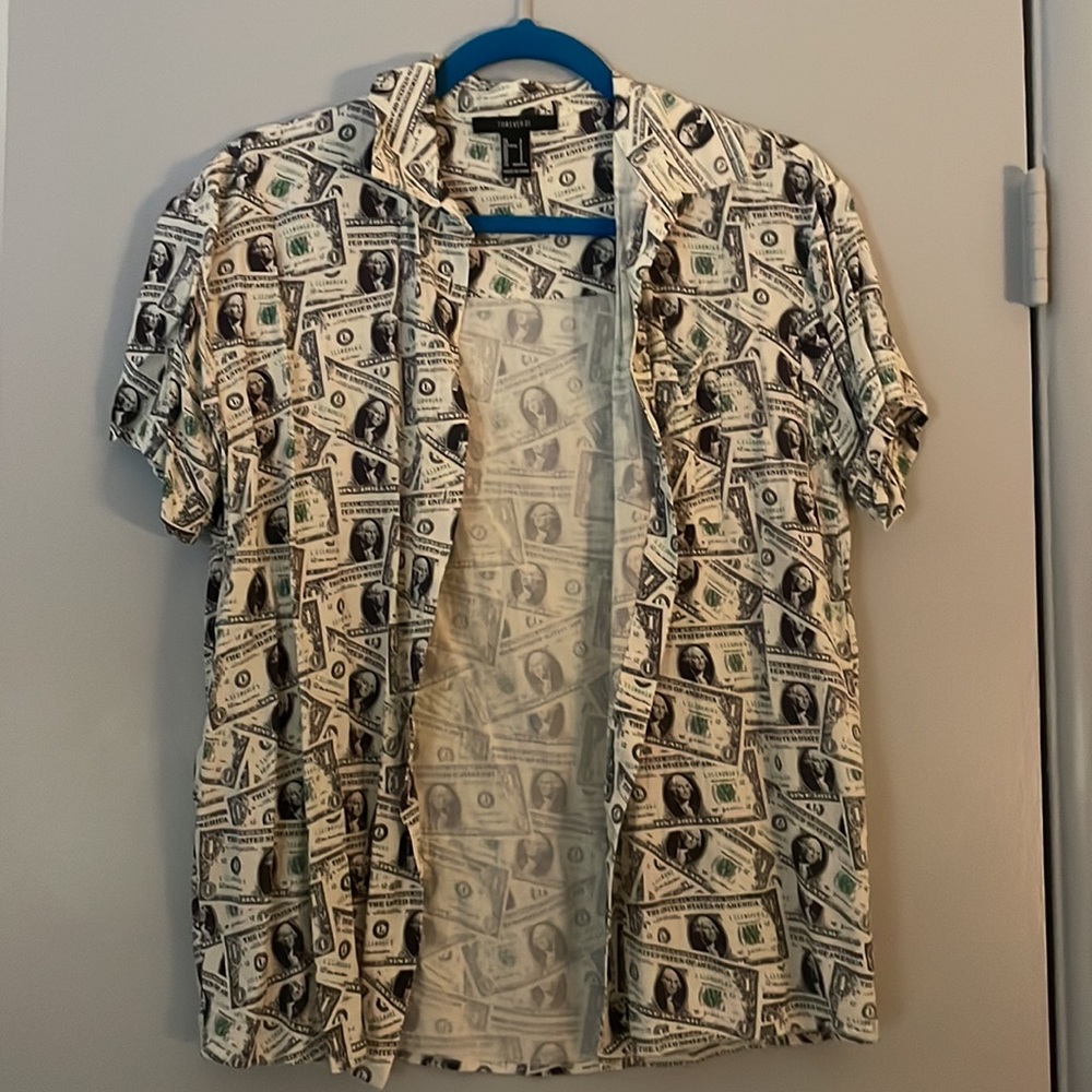 Forever 21 Money Button Down Short Sleeve Top